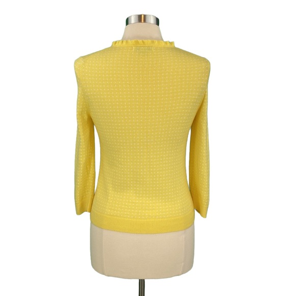 Banana Republic Factory Lemon Yellow Polka Dot Angora Hair Knit Cardigan - Picture 8 of 15